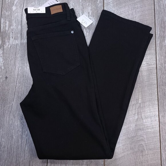 Judy Blue Jeans Womens 13 Black Denim High Waist 90s Split Straight Leg Stretch - Picture 1 of 8